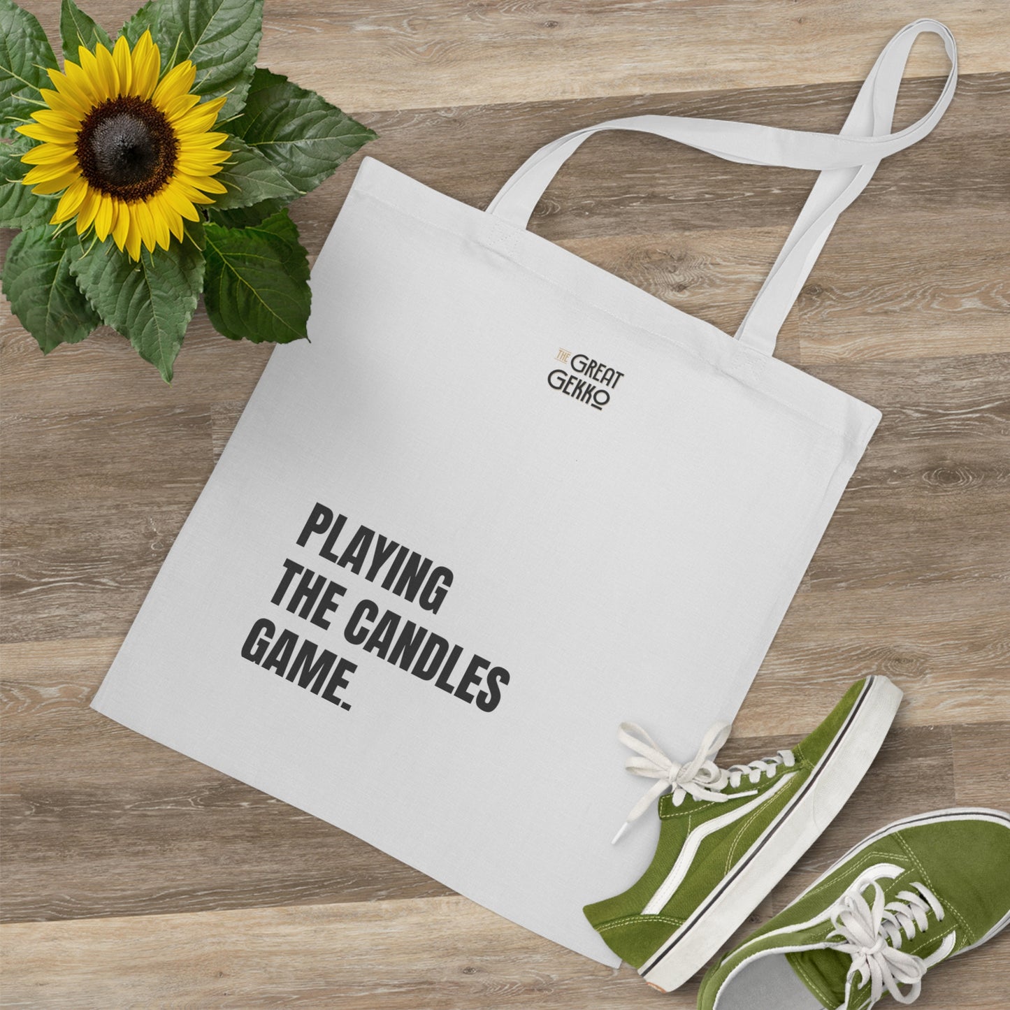 "Playing the Candles Game" – Funny Trading & Crypto Tote Bag